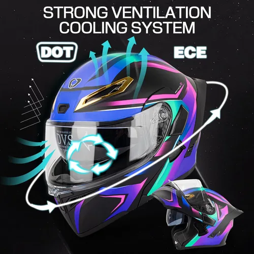 Miniatura 2 de Casco modular Bluetooth para motocicleta, certificado DOT, abatible, de cara completa, antivaho, doble máscara, casco de motocicleta de calle