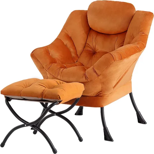 Miniatura 11 de Tiita - Sillón reclinable con otomana, grande, moderno, silla de ocio, de lectura, con reposapiés, para dormitorio, sala de estar, dormitorios, Gris