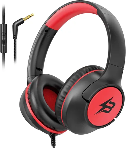 Miniatura 10 de Auriculares para niños con cable para la escuela, límite de volumen de 85/94 dB, auriculares con cable sobre la oreja para niños y niñas con Azul