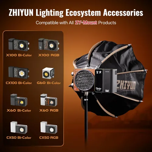 Miniatura 2 de ZHIYUN Mini caja de luz octogonal 40D de 14.17 pulgadas, montaje ZY [oficial] plegable rápido con difusores/rejilla de panal compatible con retratos