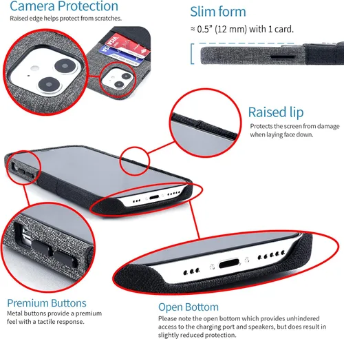 Miniatura 4 de Dockem Funda tipo cartera para iPhone 12 y iPhone 12 Pro: Placa de metal integrada para montaje magnético y 2 tarjeteros de crédito: 6.1" Luxe M2