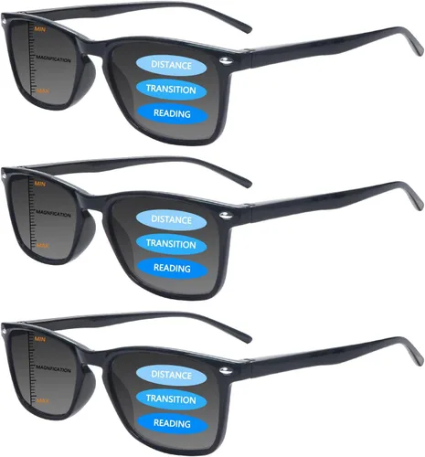 Miniatura 12 de Paquete de 3 lentes de lectura progresivos multienfoque para hombres y mujeres, bloqueo de luz azul, bisagras de resorte, lectores de computadora