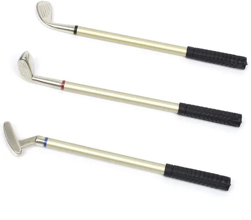 Miniatura 8 de Soporte de cuero para bolígrafo de golf con tres bolígrafos de golf para escribir, adecuado para decoración de escritorio, decoración de pasteles