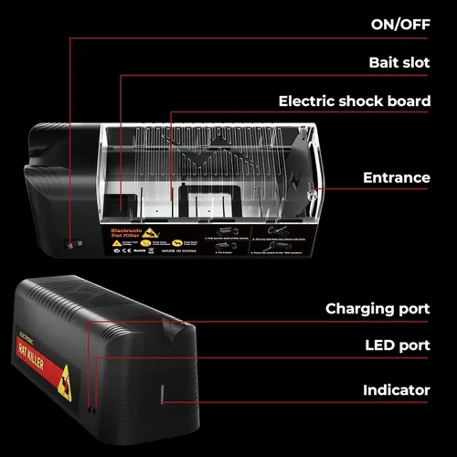 Miniatura 3 de NAMEK Trampa eléctrica para ratas para el hogar, eficaz y humanitario para ratas de interior, exterminador de ratones, trampas mejoradas para ratas