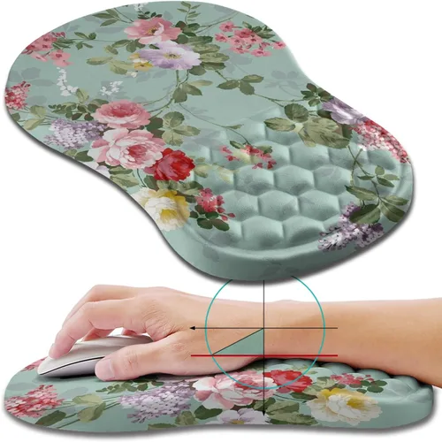 Miniatura 14 de Hokafenle Alfombrilla de ratón ergonómica con soporte para muñeca, alfombrilla con reposamuñecas para alivio del dolor del túnel carpiano