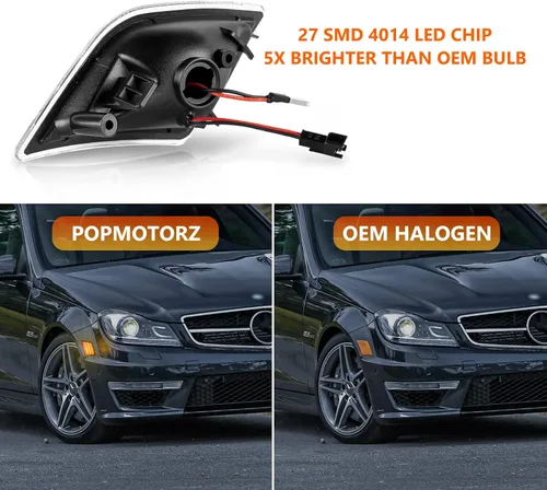 Miniatura 3 de POPMOTORZ Conjunto de luz de señalización de intermitencia lateral de parachoques delantero completo LED, kit de lámpara de señalización