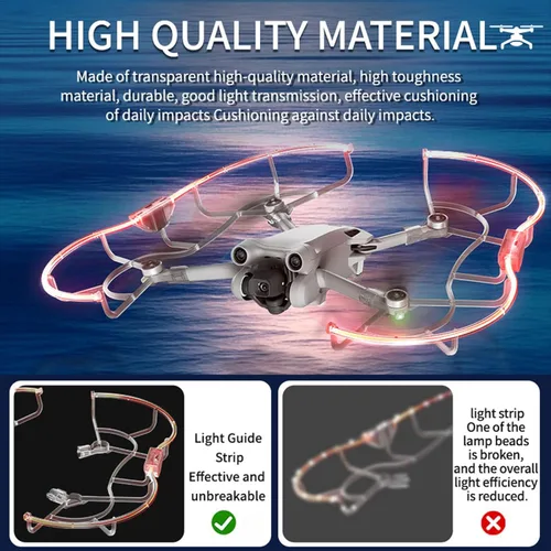 Miniatura 3 de Protector de hélice luminoso compatible con DJI Mini 3/Mini 3 Pro Drone Quick Release Blade Protectores Hélice, Funda protectora anticolisión