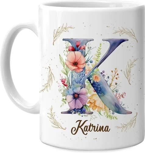 Miniatura 27 de Hyturtle Taza de café personalizada con inicial con nombre, monograma de cumpleaños, regalos de Navidad para niñas y mujeres, letra A del alfabeto