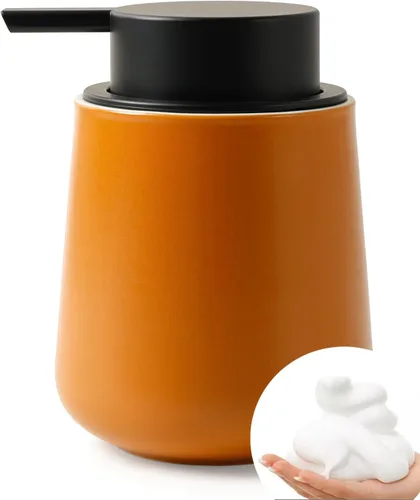 Miniatura 13 de Bosilunlife Dispensador de jabón espumoso de cerámica, dispensador de jabón de espuma de 12 onzas, dispensador de jabón líquido para encimera