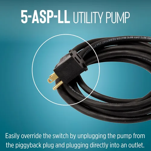 Miniatura 6 de Little Giant 5-ASP-LL Bomba de Utilidad de Aluminio Automática de 115 Voltios, 1/6 HP, 1500 GPH con Interruptor de Diafragma Piggy-back de Bajo