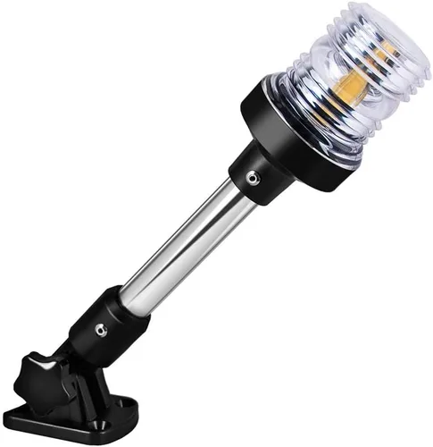 Luz LED blanca plegable para popa de lancha, anclaje, para pontón y lancha de pesca (12 pulgadas)