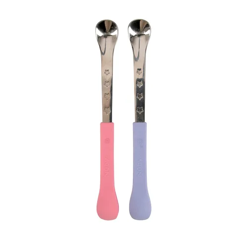 Miniatura 6 de Nuby Cucharas de alimentación de doble extremo de silicona y acero inoxidable 2 en 1 para bebé, aguamarina/azul