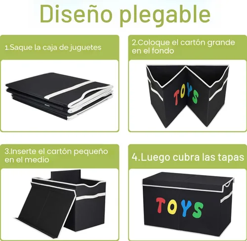 Miniatura 7 de YOLOXO Caja de Juguetes Cofre, Contenedores de Almacenamiento Plegables Resistentes con Tapas, Cajas Organizadoras de Almacenamiento de Juguetes