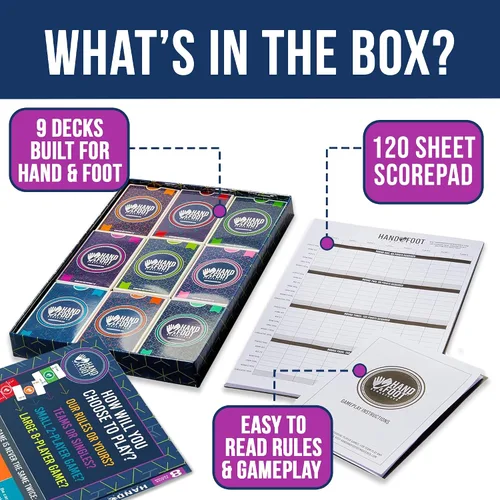 Miniatura 4 de Hand & Foot Remastered Edición para 8 jugadores + Cuadro de puntuación de 120 páginas, juego de cartas para adultos y familias