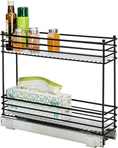Miniatura 21 de Household Essentials Organizador deslizante de dos niveles de acero blanco con forros de plástico