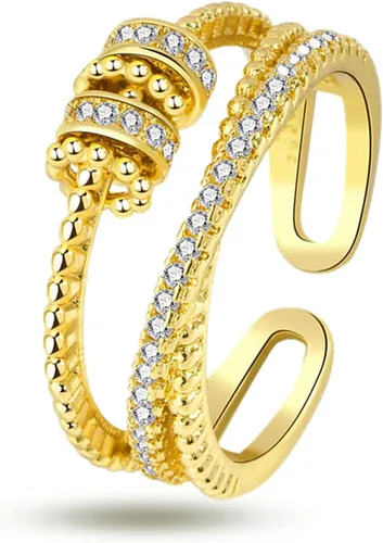 Miniatura 8 de Askljeby Anillo de ansiedad para hija, anillo de oro de 18 quilates para hija de mamá a mi hija, circonita cúbica, ajustable, para el pulgar, alivio