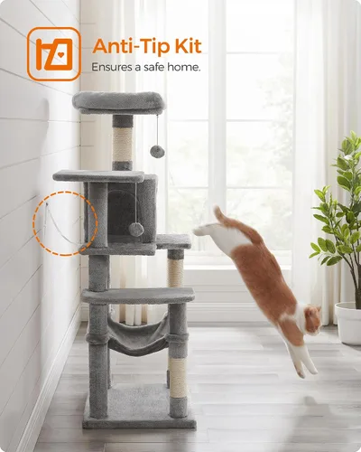 Miniatura 8 de Feandrea - Árbol para gatos de varios niveles para interiores, torre para gatos tipo condominio con 4 postes para rascar, 2 posaderos, hamaca y claro