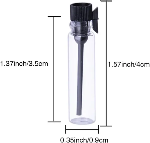 Miniatura 2 de 100 botellas de perfume con tapa negra, frascos de vidrio vacíos con cuentagotas para viajes y fiestas (0.0 fl oz)
