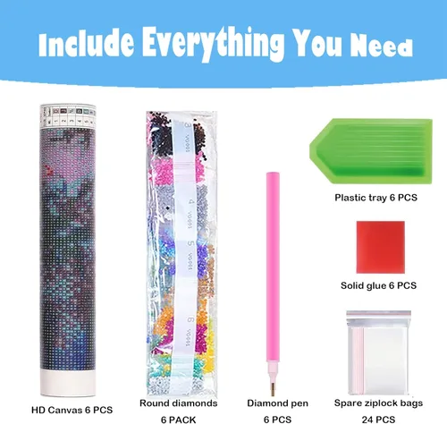 Miniatura 6 de KINPLUB Paquete de 6 Kits de Pintura de Diamantes para Adultos, Kits de Arte de Diamantes de Playa 5D para Principiantes, Pintura DIY de Taladro