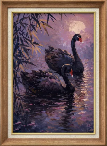 Miniatura 347 de MUDECOR Lienzo enmarcado prémium para pared, pinos nevados en bosque de invierno, ilustraciones modernas, arte contemporáneo, escénico, divertido