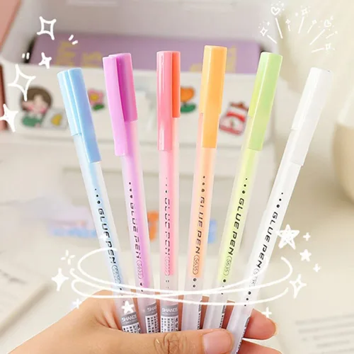 Miniatura 8 de Juego de bolígrafos de pegamento de secado rápido, adhesivo de gel de resina, 6 colores, papelería hecha a mano, manualidades, estampado de papel