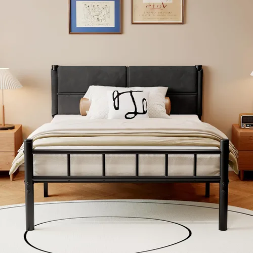 Miniatura 16 de Base de cama metálica, base de cama tamaño individual de 14 pulgadas con espacio de almacenamiento, base de colchón resistente y de trabajo pesado