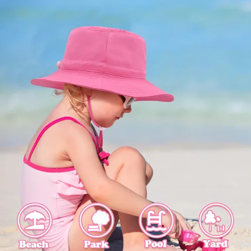 Miniatura 4 de Sarfel Sombrero de verano para bebé, sombrero de verano para bebé, protección solar UPF 50+, sombrero de cubo para bebé niña ajustable