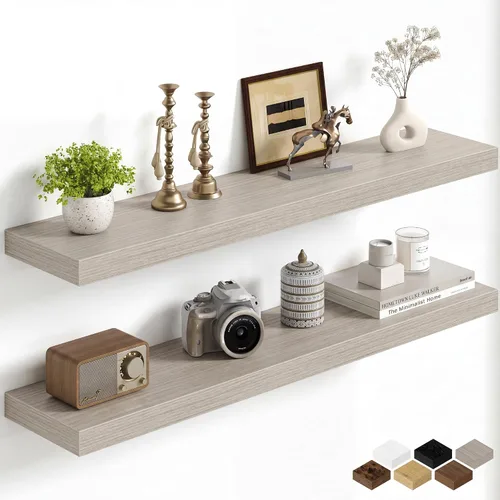 Miniatura 60 de Fun Memories Estantes flotantes de 16 pulgadas para pared, estantes de 8 pulgadas de profundidad para baño, dormitorio, cocina, montaje en pared