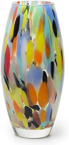 Miniatura 9 de Ca D Oro - Jarrón de cristal de confeti azul soplado a mano estilo Murano para flores y decoración - Modelo Oliva G
