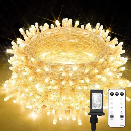 Miniatura 13 de suddus - Guirnalda 100 luces led conectable, control remoto, enchufe, impermeable, regulable, cable transparente, exterior, otoño, Halloween, Acción