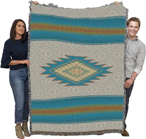 Miniatura 11 de Pure Country Weavers Manta Baja – Inspirada en los nativos americanos del suroeste – Manta de regalo tejida de algodón – Fabricada en los Estados
