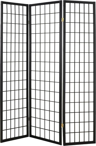 GTU Furniture, divisor de habitaciones estilo japonés de 3 paneles, pantalla Shoji de madera, oriental para el hogar/oficina (negro)