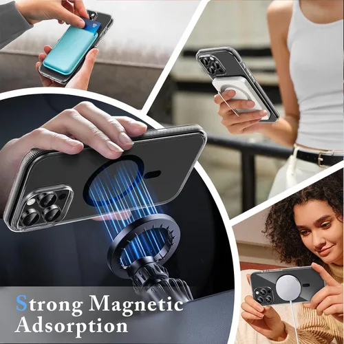 Miniatura 4 de MILPROX Compatible con iPhone 16 Pro Funda – con protector de pantalla – Compatible con MagSafe – Diseño magnético claro transparente – Que no se