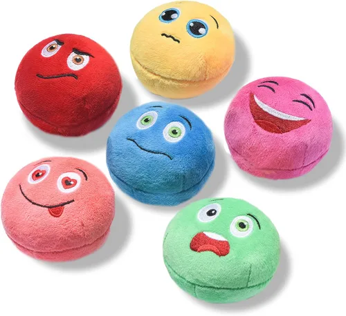 SCHITEC Juguetes chirriantes para perros, [6 unidades] Pelotas de felpa suaves con chirriantes, juego interactivo para cachorros y mascotas pequeñas