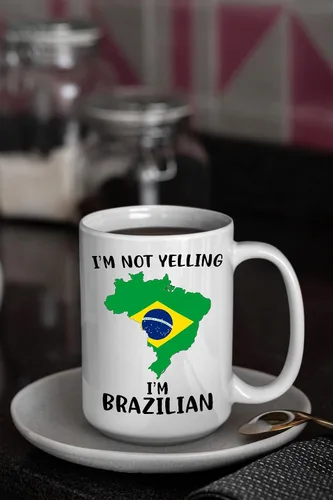 Miniatura 5 de Divertidas tazas de café del orgullo de Brasil, con texto en inglés "I Not Yelling I'm Brazilian Cup", idea de regalo para hombres y mujeres