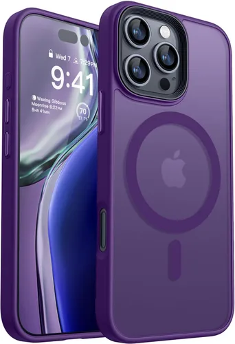 Miniatura 23 de CANSHN Funda magnética para iPhone 15 [compatible con MagSafe y probada contra caídas de grado MIL], funda delgada translúcida mate, antiarañazos, a