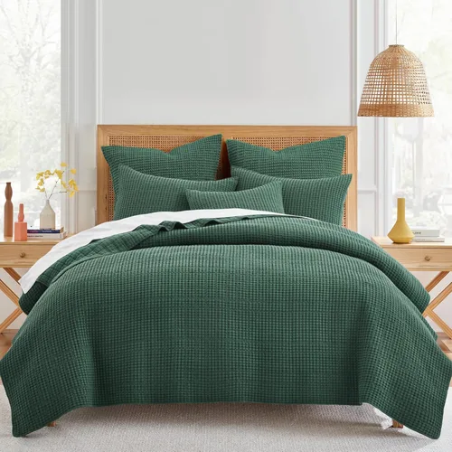 Miniatura 34 de Levtex Home Mills Waffle - Juego de colcha King (122x106 pulgadas) con 2 fundas de almohada (36x20 pulgadas) - Ocre - Juego de colcha King