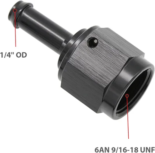 Miniatura 2 de Recta 6AN hembra giratoria a 1/4 "empuje en manguera adaptador de montaje de púas aluminio negro