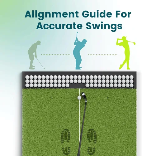 Miniatura 6 de Alfombrilla de golf con bandeja de pelotas, 5 x 4 / 6 x 4 pies, 1.024 in / 1.220 in de grosor, césped Pro & Elite con línea de camino de columpio
