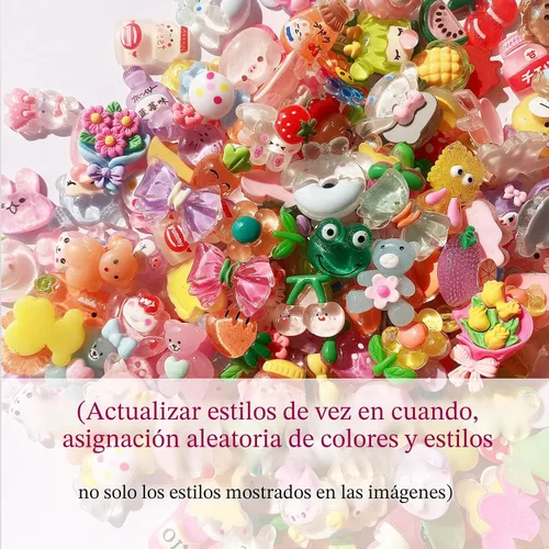 Miniatura 4 de FULUSODO Juego de adornos de 60 piezas, conjunto de adornos de resina mixta a granel con parte trasera plana
