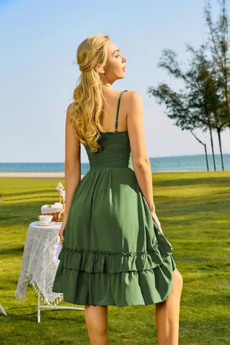 Miniatura 6 de Scarlet Darkness Vestido fruncido para mujer 2024 con cuello cuadrado, sin mangas, vestido de hadas alto y bajo, vestido steampunk