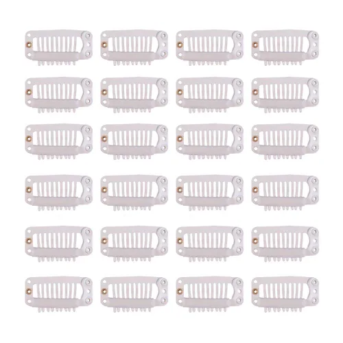 Miniatura 19 de YANTAISIYU 24 unids/lote 1.260 in 9-dientes Metal peluca clips con tapón de goma, peluca invisible accesorios clips (negro)