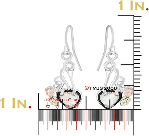 Miniatura 3 de Aretes antiguos de corazón de ópalo sintético, plata de ley, oro verde de 12 quilates y oro rosa negro colinas, Metal, Ópalo sintético