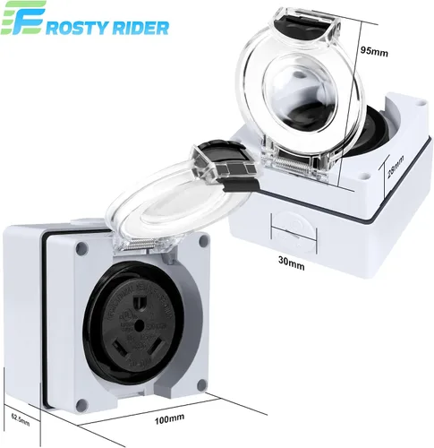 Miniatura 4 de Caja de toma de corriente RV de 30 amperios, receptáculo NEMA TT-30R de 125 voltios, resistente al polvo y a la intemperie para RV, vehículo