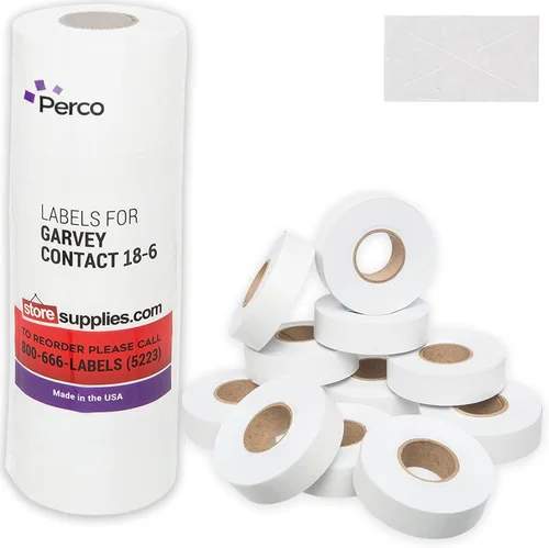 Perco Etiquetas blancas de marcado de precio – 14,000 etiquetas en blanco para pistola Garvey 18-6 de una línea de precio con rollo de tinta