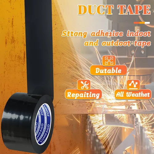 Miniatura 3 de ZOMPAGO Cinta adhesiva negra de alta resistencia, 1.8 pulgadas x 164 pies, fuerte adhesivo impermeable y resistente a los rayos UV, sin residuos