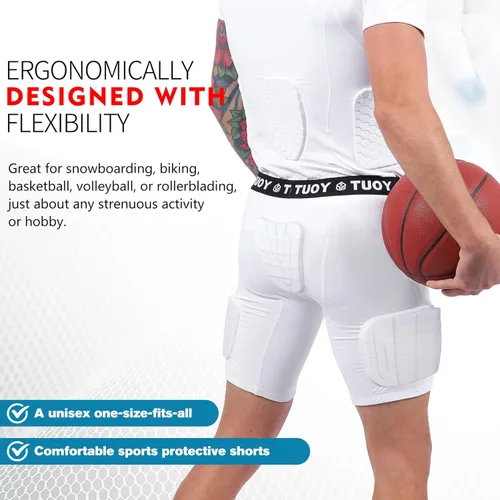 Miniatura 3 de Faja de fútbol acolchada para hombre, 5 almohadillas, almohadillas de fútbol integradas con protector de muslos para fútbol y béisbol
