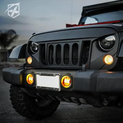 Miniatura 4 de Xprite Luz antiniebla LED ámbar de 4 pulgadas compatible con Jeep Wrangler JK Unlimited JKu 2007-2018, faros antiniebla para conducción todoterreno
