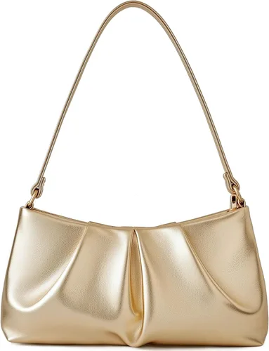Miniatura 9 de Bolso de noche de piel sintética, bolso de mano fruncido para mujer, con correas de hombro dobles desmontables, bolso cruzado