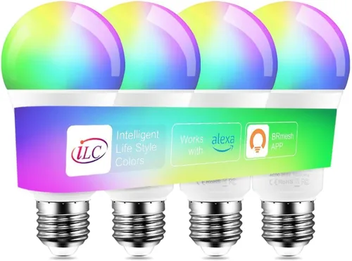 ILC Bombillas inteligentes Alexa de 10 W (equivalente a 70 W) compatibles con dispositivo Echo requerido por Alexa, 900 lúmenes, color blanco cálido